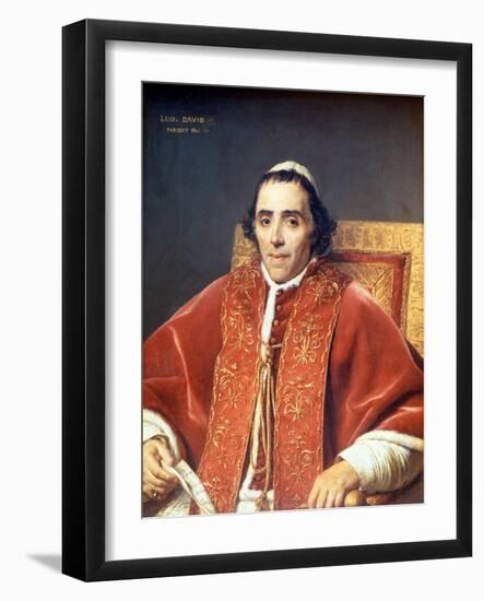 Pius VII (1742 - 1823).Painting by Jacques Louis David (1748-1825). Louvre Museum. Paris-Jacques Louis David-Framed Giclee Print