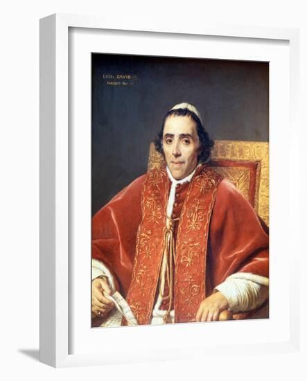 Pius VII (1742 - 1823).Painting by Jacques Louis David (1748-1825). Louvre Museum. Paris-Jacques Louis David-Framed Giclee Print