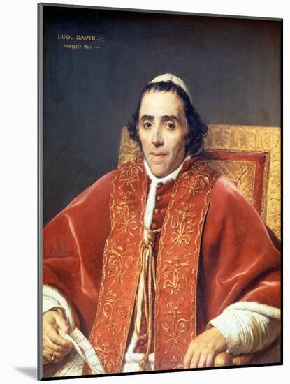 Pius VII (1742 - 1823).Painting by Jacques Louis David (1748-1825). Louvre Museum. Paris-Jacques Louis David-Mounted Giclee Print