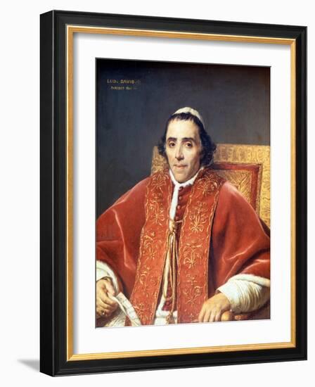 Pius VII (1742 - 1823).Painting by Jacques Louis David (1748-1825). Louvre Museum. Paris-Jacques Louis David-Framed Giclee Print