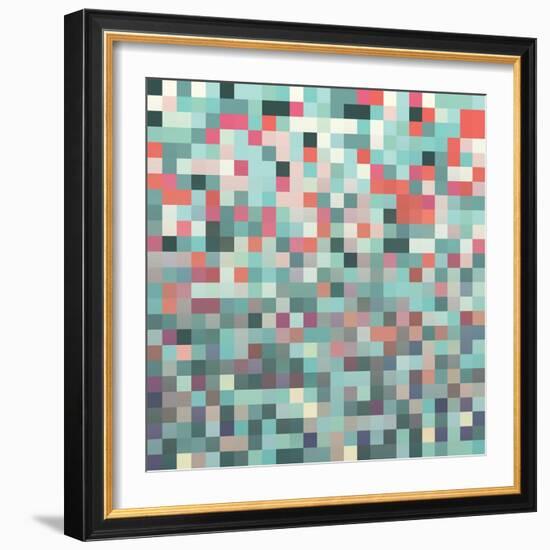 Pixel Art Style Pixel Background-Mike Taylor-Framed Art Print