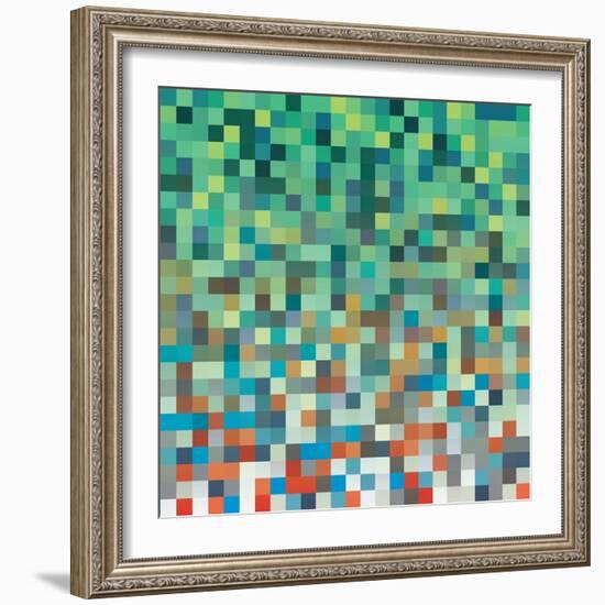 Pixel Art Style Pixel Background-Mike Taylor-Framed Art Print