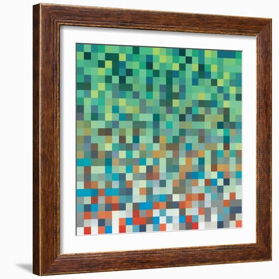 Pixel Art Style Pixel Background-Mike Taylor-Framed Art Print