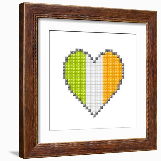 Pixel Block Irish Love Heart-wongstock-Framed Art Print