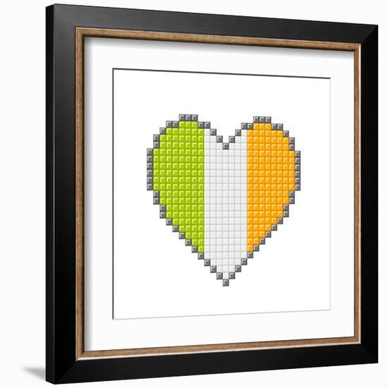 Pixel Block Irish Love Heart-wongstock-Framed Art Print