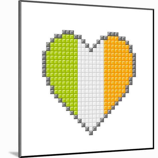 Pixel Block Irish Love Heart-wongstock-Mounted Art Print