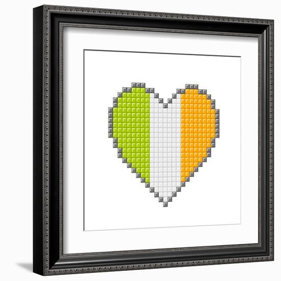 Pixel Block Irish Love Heart-wongstock-Framed Art Print