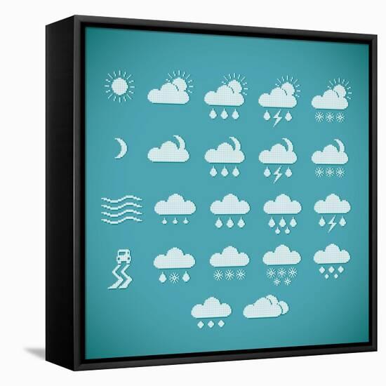 Pixel Weather Icons-amovita-Framed Stretched Canvas