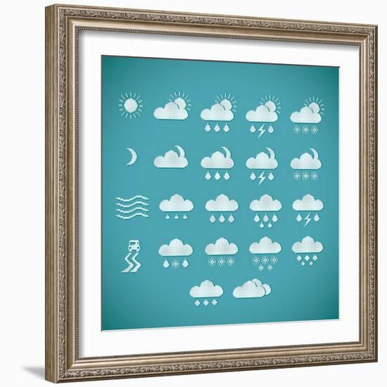 Pixel Weather Icons-amovita-Framed Art Print