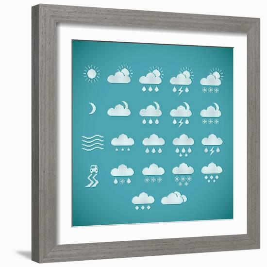 Pixel Weather Icons-amovita-Framed Art Print