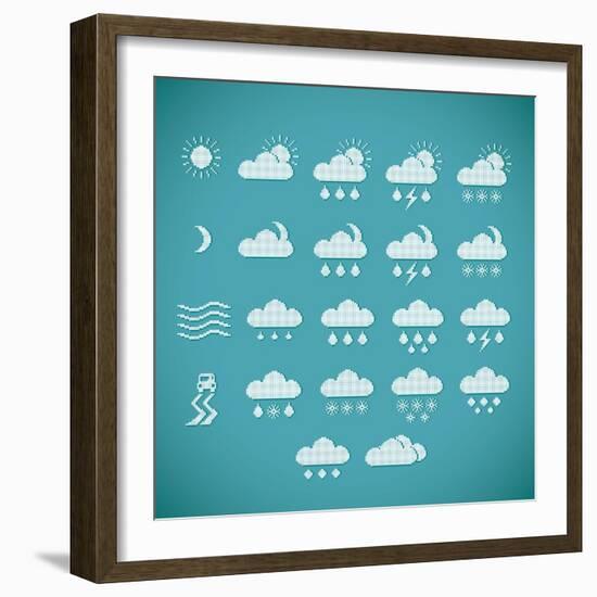 Pixel Weather Icons-amovita-Framed Art Print