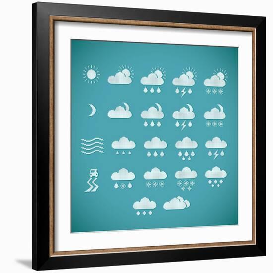 Pixel Weather Icons-amovita-Framed Art Print