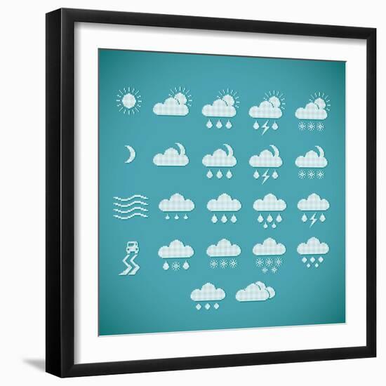 Pixel Weather Icons-amovita-Framed Art Print