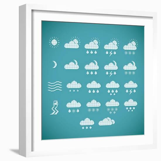 Pixel Weather Icons-amovita-Framed Art Print