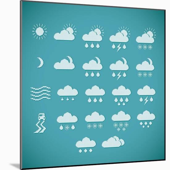 Pixel Weather Icons-amovita-Mounted Art Print