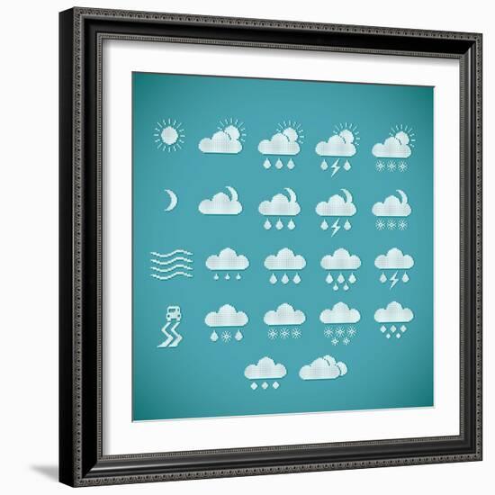 Pixel Weather Icons-amovita-Framed Art Print