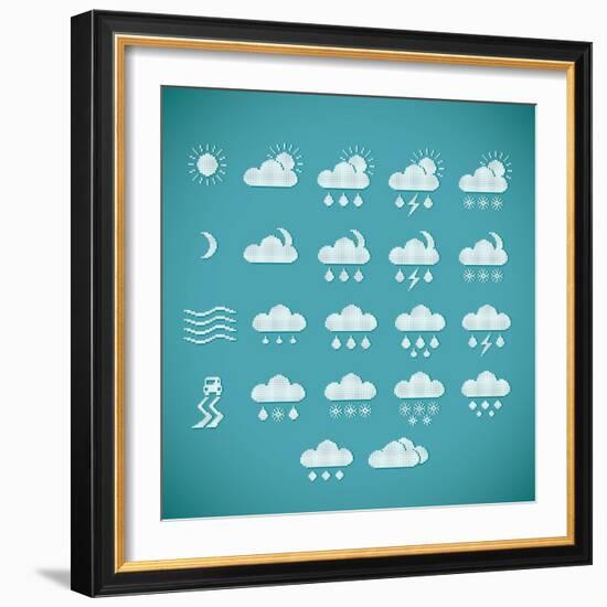 Pixel Weather Icons-amovita-Framed Art Print