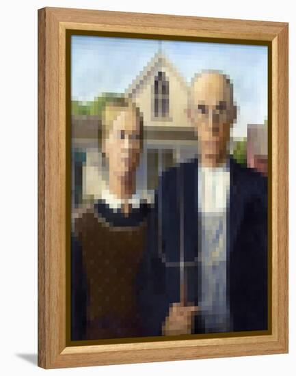Pixelated American Gothic-Studio W-Framed Stretched Canvas