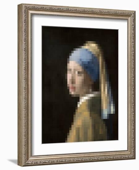 Pixelated Girl with a Pearl Earring-Studio W-Framed Art Print