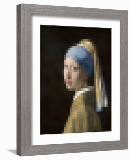 Pixelated Girl with a Pearl Earring-Studio W-Framed Art Print