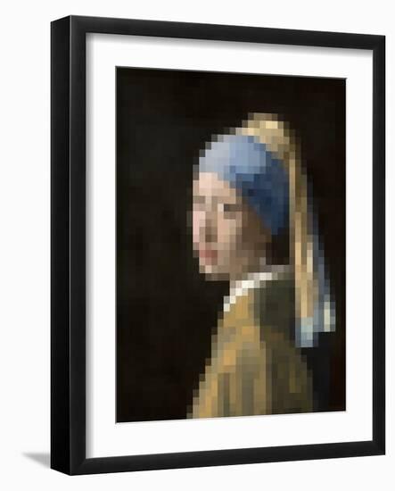 Pixelated Girl with a Pearl Earring-Studio W-Framed Art Print