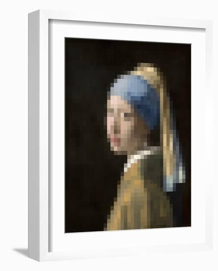 Pixelated Girl with a Pearl Earring-Studio W-Framed Art Print