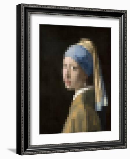 Pixelated Girl with a Pearl Earring-Studio W-Framed Art Print