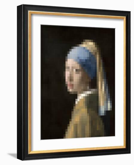 Pixelated Girl with a Pearl Earring-Studio W-Framed Art Print