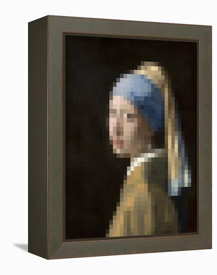 Pixelated Girl with a Pearl Earring-Studio W-Framed Stretched Canvas