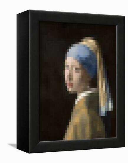 Pixelated Girl with a Pearl Earring-Studio W-Framed Stretched Canvas