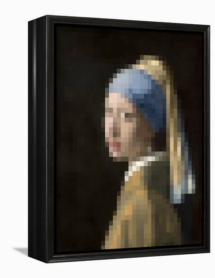 Pixelated Girl with a Pearl Earring-Studio W-Framed Stretched Canvas