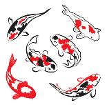 Set Of Koi Fish Illustration-Pixelcraft-Stretched Canvas