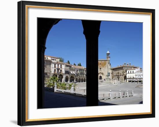 Pizarro Statue and San Martin Church, Plaza Mayor, Trujillo, Extremadura, Spain, Europe-Jeremy Lightfoot-Framed Photographic Print