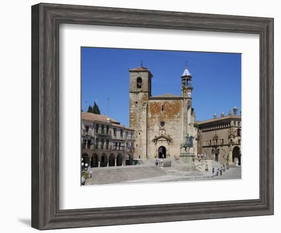 Pizarro Statue and San Martin Church, Plaza Mayor, Trujillo, Extremadura, Spain, Europe-Jeremy Lightfoot-Framed Photographic Print