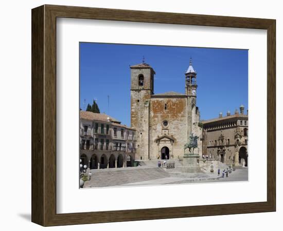 Pizarro Statue and San Martin Church, Plaza Mayor, Trujillo, Extremadura, Spain, Europe-Jeremy Lightfoot-Framed Photographic Print