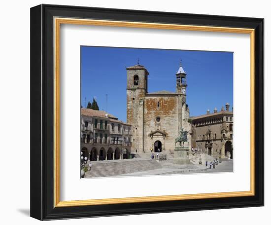 Pizarro Statue and San Martin Church, Plaza Mayor, Trujillo, Extremadura, Spain, Europe-Jeremy Lightfoot-Framed Photographic Print