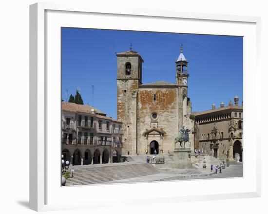 Pizarro Statue and San Martin Church, Plaza Mayor, Trujillo, Extremadura, Spain, Europe-Jeremy Lightfoot-Framed Photographic Print