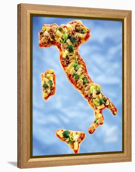 Pizza in Shape of Map of Italy-null-Framed Premier Image Canvas