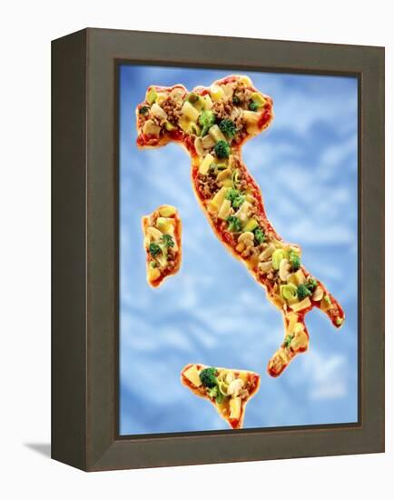 Pizza in Shape of Map of Italy-null-Framed Premier Image Canvas