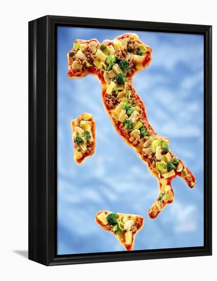 Pizza in Shape of Map of Italy-null-Framed Premier Image Canvas