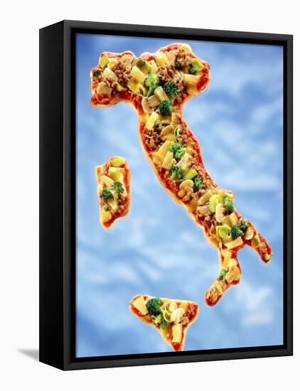 Pizza in Shape of Map of Italy-null-Framed Premier Image Canvas