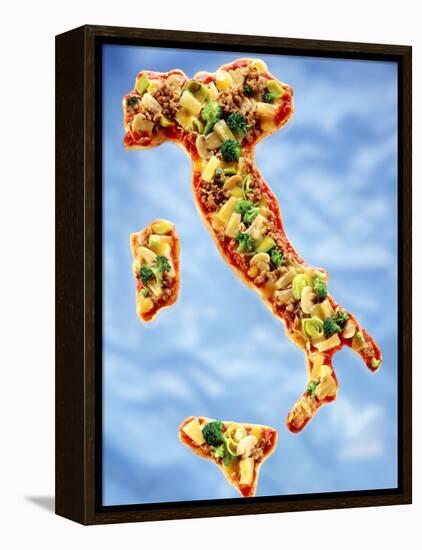 Pizza in Shape of Map of Italy-null-Framed Premier Image Canvas