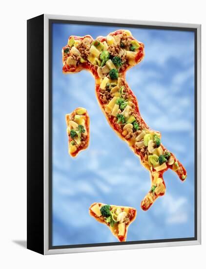 Pizza in Shape of Map of Italy-null-Framed Premier Image Canvas