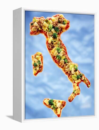 Pizza in Shape of Map of Italy-null-Framed Premier Image Canvas