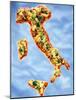 Pizza in Shape of Map of Italy-null-Mounted Photographic Print