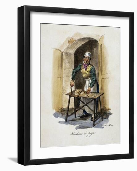 Pizza Seller, 1825, by Gaetano Dura (1805-1878), Lithograph, Italy, 19th Century-null-Framed Giclee Print
