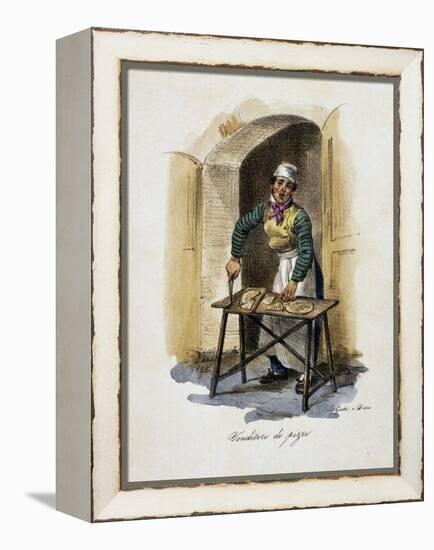 Pizza Seller, 1825, by Gaetano Dura (1805-1878), Lithograph, Italy, 19th Century-null-Framed Premier Image Canvas