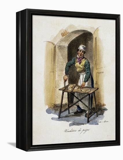 Pizza Seller, 1825, by Gaetano Dura (1805-1878), Lithograph, Italy, 19th Century-null-Framed Premier Image Canvas