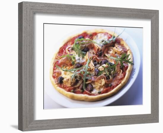 Pizza Topped with Prosciutto, Olives, Capers and Rocket-Joachim Turré-Framed Photographic Print