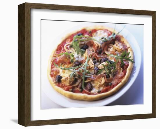 Pizza Topped with Prosciutto, Olives, Capers and Rocket-Joachim Turré-Framed Photographic Print